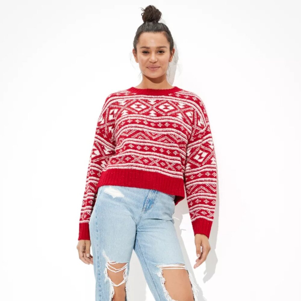American Eagle Fair Isle Snowdrift Sweater
